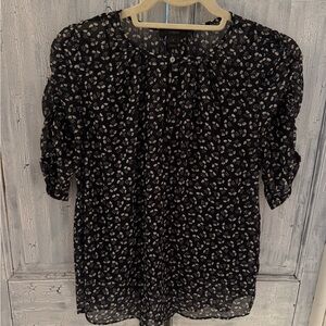 J. Crew Navy and White Floral Blouse